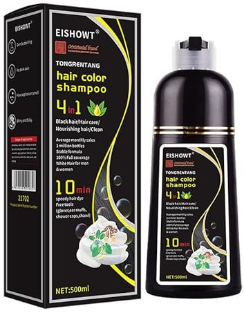 Shampoing colorant capillaire 3 en 1 pour cheveux gris, shampoing aux ingrédients végétaux, teinture pour cheveux noirs pour femmes et hommes, shampoing couvrant les cheveux gris 200 ml