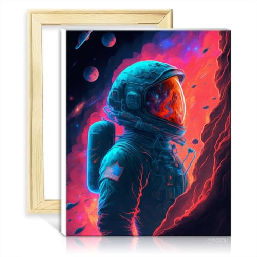 TANGFEIY Paintting Astronauten-Portrait auf Leinwand, Ölgemälde zum Selbermachen mit Pinseln und Acrylpigmenten, Bilder für die Wanddekoration zu Hause, Geschenke, ohne Rahmen (40 x 50 cm)