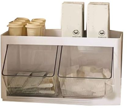 Nurnesy Wall Mounted Tea Bag Rack, Tea Bag Storage Box, Multifunctional Coffee Capsule Rack for Office Pantry Snack,Tea Bag Storage Box Office Pantry Snack Corner Organizer (Cream White)