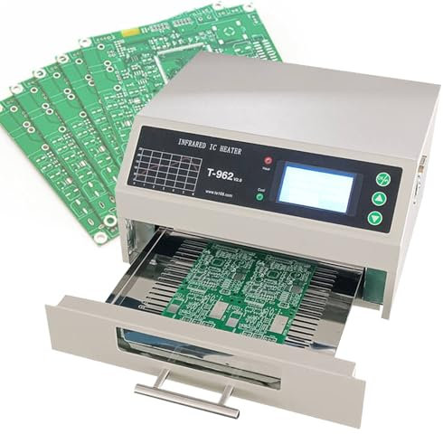 VNATWGOO Four De Refusion De Paillasse 800 W, Station De Reprise De Soudage par Refusion PCB, Infrarouge Automatique Machine à Souder, Peut Se Connecter à Un Ordinateur,110V