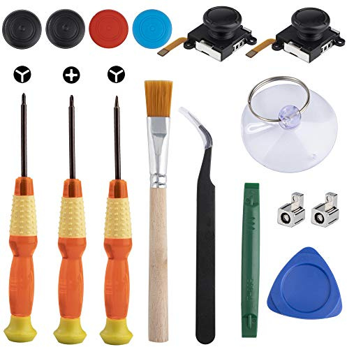 Tunejoy 3D Analog Joystick Reparatur Set für Switch Joy-Con Controller Joystick Analoger Ersatz Daumen Stick mit Schraubendreher Hebelwerkzeug Thumbstick Caps 16 Stücke