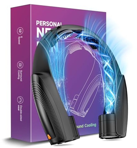 Slientspin 8000mAh Portable Neck Fan, Neck Air Conditioner with 6 Powerful Speeds, Hands-Free 360° Cooling Neck Fan, Rechargeable USB Fan Bladeless Wearable Foldable Mini Fan for Home Office Outdoor