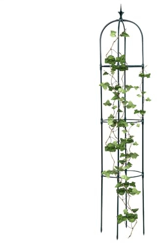 Obelisco de jardín de acero, 113/151 cm, cilíndrico, resistente a la intemperie, jaula tubular resistente para rosas, estructura de soporte para plantas trepadoras