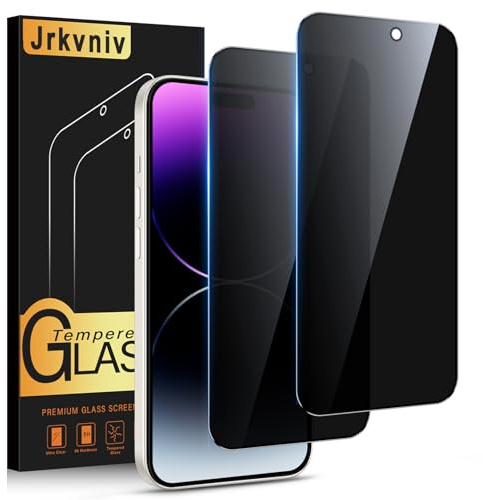 Jrkvniv Privacy Pellicola per iPhone 14 Pro Vetro Temperato Anti Spy Durezza 9H Vetrino Protettiva Anti-Graffio Senza Bolle Ultra Resistente Anti-Impronta Anti-Spia Protezione Schermo,2 Pezzi