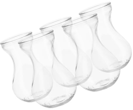 POPETPOP 5pcs Hydroponic Glass Flower Vases Small Glass Vase Set for Home Office Decorative Hyacinth Bud Planter
