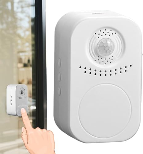 Timbre de puerta – Dispositivo sonoro, aviso de entrada – Timbre de bienvenida inteligente con sensor de movimiento y alarma de entrada para ambientes interiores y exteriores de casa, apartamento y