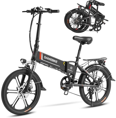 SAEMBIKE Elektrofahrrad Für Erwachsene, 250W Klappbares Elektrofahrrad Mit 36V 13AH Abnehmbarem Akku, Geschwindigkeit 25KM/H und Reichweite 110KM, 20„* 2.35“ Fetter Reifen E-Bikes Für Stadtpendler