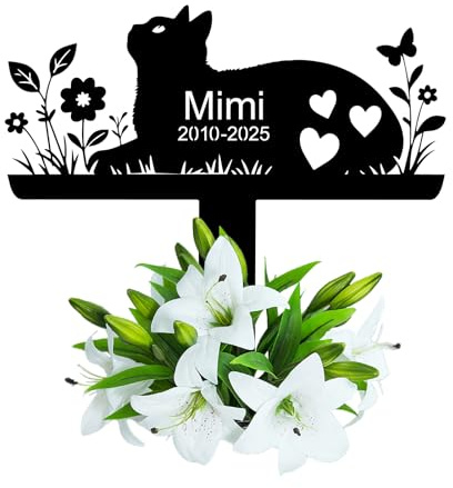 Grabstein Katze für Draußen,grabschmuck katze wetterfest,gartenstecker,gedenktafel,edelstahl grabstecker personalisiert