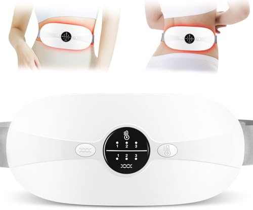 BAMCOO Portable Cordless Heating Pad, Heating Pads with 3 Heat Levels and 3 Massage Modes, Heat Pad 5s Fast Heating, Back or Belly for Women and Girl (Pearly White)