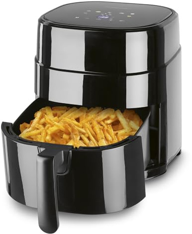 GOURMETmaxx Heißluftfritteuse 4,5L – Airfryer 1400W mit digitalem Farbdisplay, Timer, automatischer Abschaltung & Überhitzungsschutz, spülmaschinenfestes Zubehör, fettfrei frittieren – Schwarz