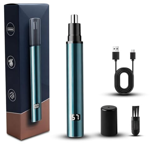 ONGNIUU Cortapelos Nariz y Oreja, Cuchillas de Doble Filo Indoloras, Recargable USB, IPX7 Impermeable, para Vello Facial, Cejas, Orejas y Barba, para Hombre y Mujer