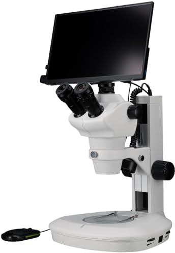 BRESSER Estereomicroscopio Science ETD-201 Trinocular Zoom 8-50x con Cámara Microscopio MikroCam Pro HDMI 5MP y Pantalla Mini HDMI Full HD (13,3)