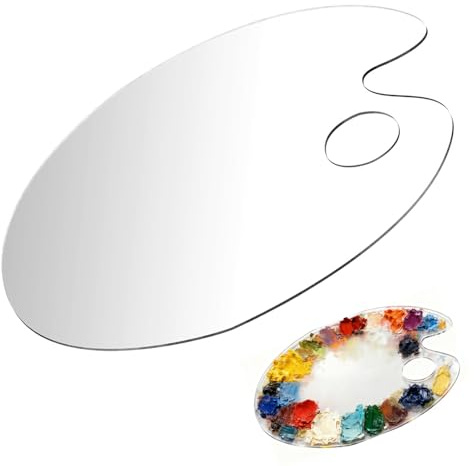 1PCS Clear Acrylic Paint Palette,Transparent Oval Shaped Non-Stick Oil Artist Mixing Palette Art Paint Tray with Protective Film for DIY Art Craft Painting (Ellipse)