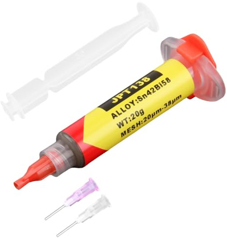 DUZEPA Soldering Paste Sn42 Bi58, Low Temperature Flux 138°C, Thermal Conductivity and Mechanical Strength, Suitable for BGA, Rework Soldering Paste 20g