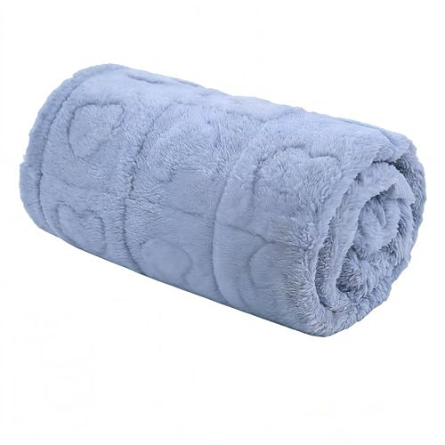 BAISEBAOFU Fleece Baby Blanket Heart Checkered, 30X40 Super Soft Cozy Warm Sherpa Blanket for Girls Boys, Baby Essentials Newborn (Blue)