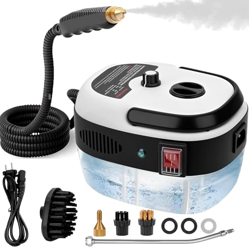 Limpiador a Vapor, Vaporeta de Mano 2500W, Vaporeta Limpieza Hogar Potente Portátil, 6 Velocidades, para Limpiar Tapicería, Baño, Azulejos, Limpieza de Coches