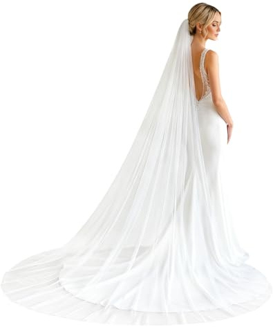 GUIZIYAO Hochzeit Brautschleier, Brautschleier, lange Brautschleie Tüll mit Kamm, Einlagiger Hochzeitsschleier, für Junggesellinnenabschied Traumhochzeit Hochzeit Zubehör (A)