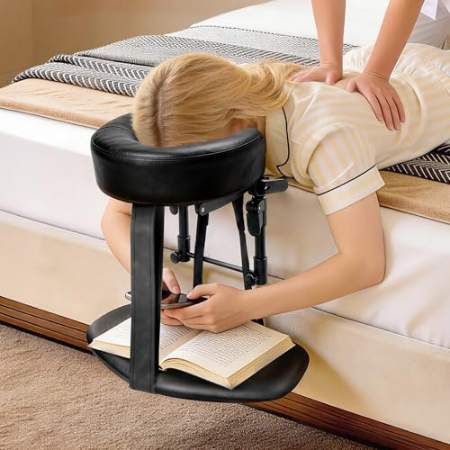 Massage Bed Headrest Kit: Portable Face Cradle Pillow with Adjustable Mattress Attachment and Neck Support Cushion - Foldable Head Rest Holder for Home, Travel, Spa and Bedside Use, With Armrest Shelf