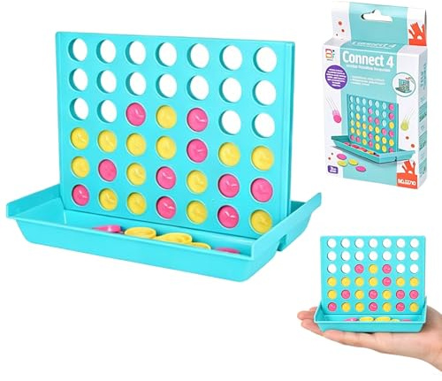 WENHUIHAO 4 in Einer Reihe Reise Spielzeug für Kinder ab 3+, Mini Spiele für Unterwegs, Perfektes Reisespiel, Ideal für Auto, Reisen, Flugzeug, Tragbares Strategiespiel Reisespiel für 2 Spieler