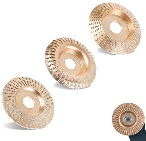 Zueyen Lot de 3 Disques à Sculpter le Bois & Disques de Meulage pour Meuleuse d'Angle, Disque de Fraisage 100 mm avec Alésage 16 mm, Outil de Ponçage pour Gravure et Polissage
