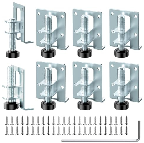 PEAPIN Adjustable Feet for Furniture Leveling Legs for Cabinets | Heavy Duty Leveling Legs for Cabinets, Tables & Workbenches, 8 Pack with Screws & Wrench, 2-5cm Height, 150kg Capacity