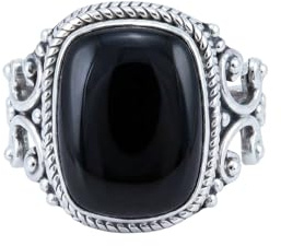 mantraroma Silberring Damen 925 Sterling Silber – eckiger Edelstein Ring, Vintage Statement Ring Schmuck, elegantes Geschenk für Frauen
