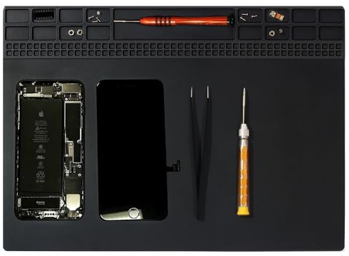 Soldering Mat, Premium Magnetic Silicone Repair Mat, Heat Resistant 932°F Electronics Mat for Cellphone, Laptop, Computer, Solder Station Repair 13.8''x9.8'' Black