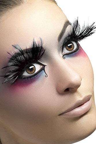 Miya Fantastische Wimpern mit super weich blaue Feder, handgefertigte Künstliche Wimpern, falschen Wimpern, Feder Wimpern, anziehende Deko für Party, Fasching, Maskerade, Bühne, Halloween, (schwarz)