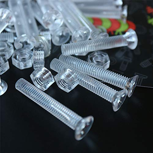 20x transparente Acryl-Senkschrauben M6 x 40mm, Muttern/Scheiben | Transparente Senkschrauben: korrosionsfrei, nicht leitend und nicht magnetisch, bündig, mit Kreuzschlitz