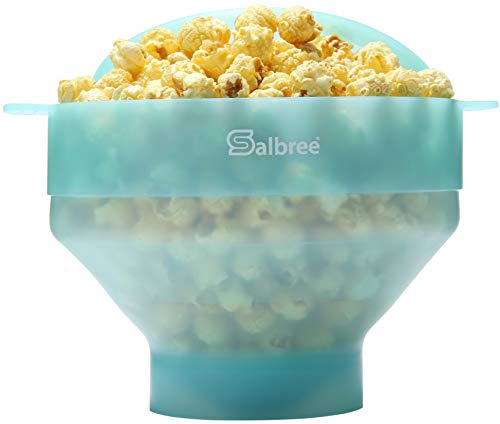 The Original Salbree Microwave Popcorn Popper, Silicone Popcorn Maker, Collapsible Microwavable Bowl - Hot Air Popper - No Oil Required - The Most Colors Available (Transparent Mint) | Available in more colors than any competitor. Collapse flat for easy storage and requires no oil for light, healthy snacking
