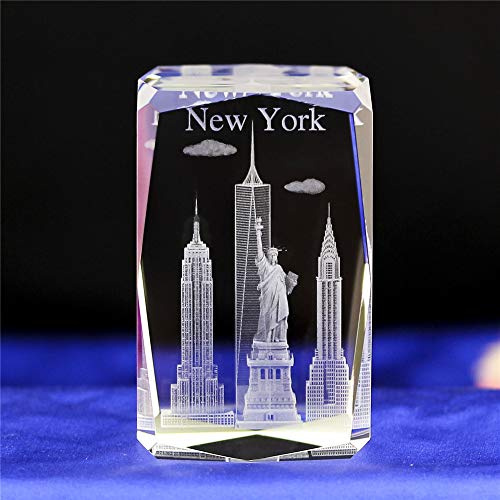 Kristallstatue der Freiheitsstatue/Empire State Building Statue von New York, 3D-Lasergravur, Kristallwürfel, Gravur für Zuhause, Dekoration, Reisegeschenk.
