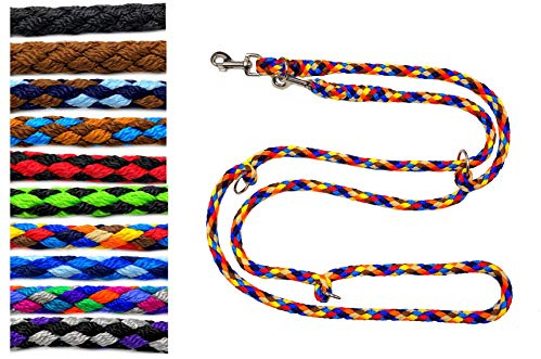 Hundeleine große Hunde bis 80 Kg Doppelleine Jumbo 2,40m / 2,80m / 3,50m / 5m verstellbar Übungsleine/Führleine in 17 verschiedenen Fabren sehr stabil (5m 5fach verstellbar, Navajo (8 Farbig))