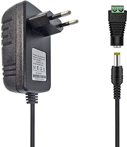 Tesfish 24V 2A Alimentation Adaptateur 48W Transformateurs 5,5 x 2,1/2,5mm pour CCTV caméra, routeur, Bande Lumineuse LED 5050 2835