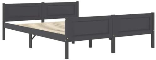 vidaXL Kiefernholz Massivholzbett Bettgestell Holzbett Futonbett Bett Doppelbett Bettrahmen mit Lattenrost Schlafzimmerbett Grau 160x200cm