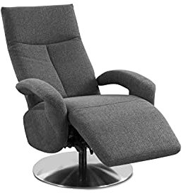 CAVADORE TV-Sessel Tirol / Fernsehsessel mit manuell verstellbarer Relaxfunktion / 74 x 112 x 82 / Strukturstoff: Grau