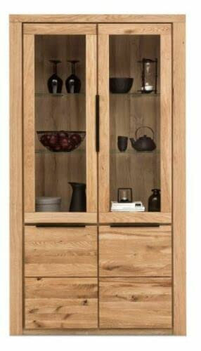 greta Vitrine Highboard Regal in Wildeiche geölt Teilmassiv Höhe 199cm Breite 108cm
