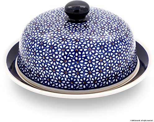 Bunzlauer Keramik Käseglocke M/Butterdose für Rollbutter - Ø = 19,5 cm, Dekor 120