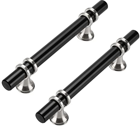 Goldenwarm 10 Stück Griffe für Küchenschränke Möbelgriffe 96mm Edelstahl Möbel Schwarz Türgriffe Küche Schrankgriffe Küchengriffe Sliver&Schwarz