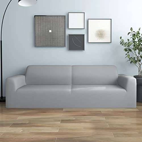 Tidyard Stretch Sofahusse 3-Sitzer Sofabezug Sofa Hussen Sofabezug Stretchhusse aus Polyesterjersey Wiederverwendbar Passend für die meisten Grau Polyester-Jersey