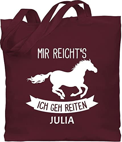 Geschenk mit Namen personalisiert by Shirtracer - Baumwolltasche - Pferd Pferde - Mir reichts ich geh reiten