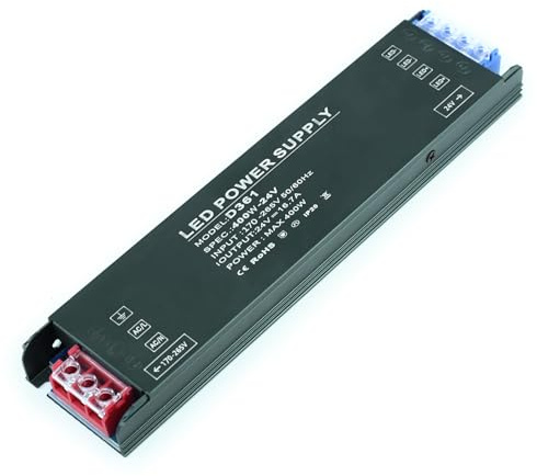 KSIBNW Transformador 220V a 24V Fuente Alimentacion, Ultra Fino LED Alimentación AC 220V a DC 24V 16,6A 400W Driver de Bajo Tensión Controlador de Voltaje Constante Conmutación Compacto para Tira LED