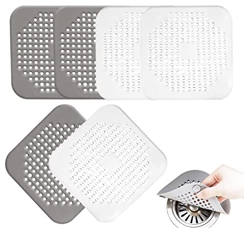 Rifrpha 6 PCS Filtre à Évier en Silicone Attrape-Cheveux pour Drain de Douche Filtre de Vidange pour Salle de Bain Couvercle de Drain de Baignoire Protection de Vidange avec Ventouse pour Cuisine