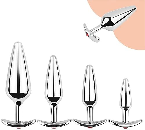 Axcroo Edelstahl Analplug Analkugel S/M/L/XL Metall Buttplug mit T-Bar Basis Analdildo Anal Stecker Butt Plug Buttpluck G-Punkt Prostata Stimulator Bondage Anfänger Sexspielzeug für Frauen Männer (M)