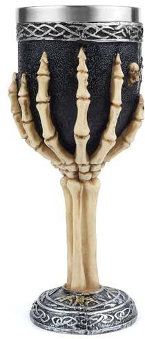 Skeleton Chalice Wine Goblet Stainless Steel Skull Goblet Drinking Cup Gothic Macabre Coffee Cocktail Beverage Drinking Glass Halloween Party Bar Decor