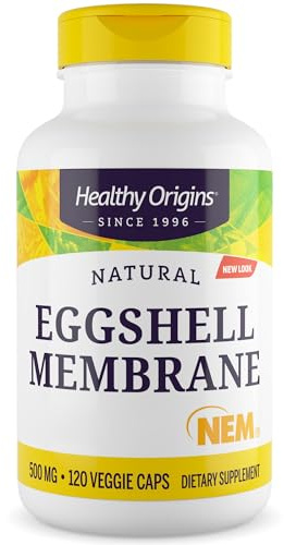 Healthy Origins, Natural Eggshell Membrane, 120 vegetarische Kapseln, 500mg Eierschalenmembran je Dosis, Glutenfrei, Sojafrei, GMO frei, Geschmacksneutral