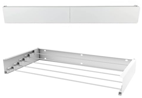 Peggy Perfect Wäscheständer, 80cm weiß zur Wandmontage, Wandwäschetrockner Wandwäscheständer zusammenklappbar, ausziehbar, faltbar u. platzsparend. In- und Outdoor. Aus Edelstahl und Aluminium