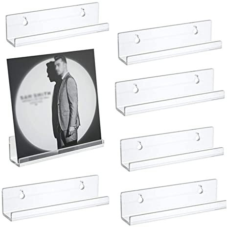 CD Halter 2/6/8/10 Stück Acryl-Schallplattenregal, transparenter Wand-Alben-Schallplattenhalter, schwimmendes Acryl-Wandregal for Vinyl-Alben-Display-Aufbewahrungsregal DVD Halter ( Color : 6 Pieces )
