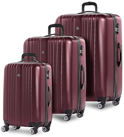 FERGÉ Kofferset 3 teilig Hartschale erweiterbar Toulouse Reisekoffer Trolley-Set (Handgepäck, L, XL) 3er Set Hartschalenkoffer Roll-Koffer 4 Rollen 100% ABS rot