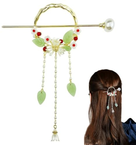 HawZeerLy Chinese Hair Sticks with Tassels and Pearls - Hanfu Hair Jewelry Accessories for Women & Girls