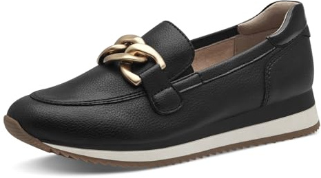 Jana Damen Slip On Sneaker zum Schlupfen Vegan, Schwarz (Schwarz/Gold), 40 EU